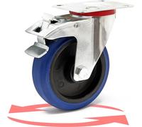 Wiltec Ruota piroettante con freno 125mm max 200 kg con piastra di montaggio, per carrelli, mobili