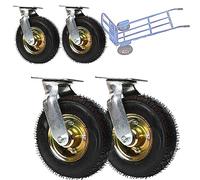 Ruota Gonfiabile di Gomma, Rotelle Per Mobili Heavy Duty, 4 X Ruota Orientabile, Girevole A 360°, Fissa Ruote Pneumatiche, Rotelle Industriali In Gomma, Per Carrello E Mobili