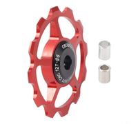 Ruota guida deragliatore posteriore 1117T con cuscinetti in ceramica per bici da strada e mountain bike, struttura in lega di alluminio, supporta misure da 10T a 17T (rosso 12T)