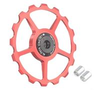 Ruota guida deragliatore posteriore 1117T con cuscinetti in ceramica per bici da strada e mountain bike, struttura in lega di alluminio, supporta misure da 10T a 17T (rosso 16T)
