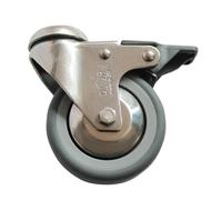 Ruota in acciaio inox 125 x 30 mm - Supporto con asola 8,5x12,5 mm e 5 fori con interasse 50x70 mm / 06037053 Ruota 125x30 mm c/freno / Omega