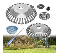 Ruota in Filo di Acciaio Spazzola per Erbacce,25.4mm Testina per Tagliaerba in Filo di Acciaio,Testina Decespugliatore Universale con 8 Accessori per Decespugliatore per Giardini,6 Pollici+8 Pollici