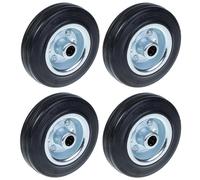 Ruota in gomma nera da 125 mm 5" con centro in acciaio stampato 120 kg - Set di