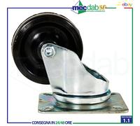 Ruota In Resina Fenolica Nera Con Supporto Girevole Ø 100 mm Portata 110 Kg