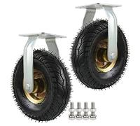 ruota le ruote dei mobili, Ruota fissa in gomma con piastra in acciaio da 2 pezzi, mozzo pneumatico doppio cuscinetto a sfere 150-250 mm(Fixed,250mm/8in)