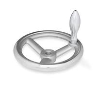 Ruota manuale in alluminio, 400 mm di diametro, foro 34 mm, con impugnatura fissa