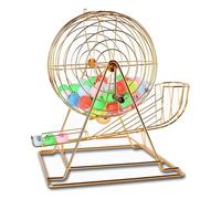 Ruota per Bingo in Metallo, Macchina per Estrazione della Lotteria con Maniglia Girevole in Legno, Set da Gioco per Bingo con 200 Palline, Facile da Usare, Design Silenzioso(Gold,With 100 balls)