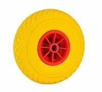 Ruota per carrello "piena" gialla cerchio in plastica senza cuscinetti - mm 20