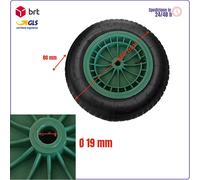 Ruota per carriola pneumatica 350x80 WILBY con disco in plastica PVC asse 19 mm