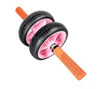 Ruota per esercizi addominali, doppia ruota per esercizi addominali con cuscinetto non rimbalzo, pneumatici in gomma da 16,5 cm, rullo di stabilità da 2,4 kg, per fitness a casa (rosa + arancione)