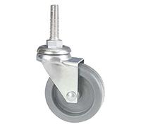 Ruota Per Mobili Art. 220/B In Gomma, Con Supporto In Acciaio Stampato Zinco-Cromato. Supporto Rotante A Perno Filettato.