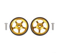 Ruota pieghevole per bicicletta, diametro 60 mm, struttura in lega di alluminio e gomma, per modelli Brompton e 3Sixty, fornita con 2 ruote e viti (oro)
