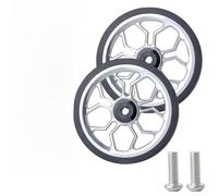 Ruota pieghevole per bicicletta, diametro 80 mm, in lega di alluminio e gomma, per Brompton e per 3Sixty, include viti per l'installazione (argento)