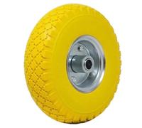 RUOTA PIENA ANTIFORATURA PU GIALLA CARRELLO CARRIOLA 25CM CERCHIO IN ACCIAIO
