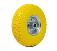 RUOTA PIENA ANTIFORATURA PU GIALLA CARRELLO CARRIOLA 25CM CERCHIO IN ACCIAIO