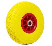 RUOTA PIENA ANTIFORATURA PU GIALLA CARRELLO CARRIOLA 25CM CERCHIO IN PLASTICA