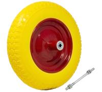 Ruota Piena Antiforatura PU Gialla per Carriola 35cm + Asse Lungo 210mm Acciaio