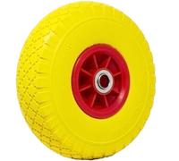 Ruota Piena per Carrello Antiforatura PU Gialla Carriola 25 cm Cerchio ABS