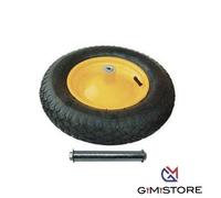 Ruota pneumatica x carriola euro mm370x80 disco metallo mozzo mm140 + asse Hand