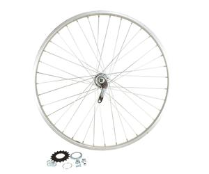 Ruota posteriore per bicicletta con dado. asse pieno cerchio in alluminio Velox Moy. Velosteel Coaster Argento