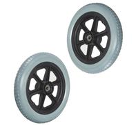 Ruota Posteriore per Sedia a Rotelle Manuale da 12 Pollici, 12 1/2×2 1/4 Accessori per Ruote di Ricambio per Carrozzine, Ruota Posteriore Solida Non Pneumatica, Cuscinetto 12mm, 1 Coppia(Gray)