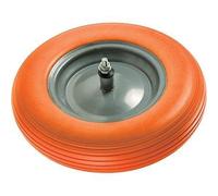 RUOTA PU ANTIFORO X CARRIOLA HAND MM 370X80 DISCO METALLO MOZZO MM 170 + ASSE