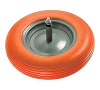 RUOTA PU ANTIFORO X CARRIOLA HAND MM 370X80 DISCO METALLO MOZZO MM 260 + ASSE