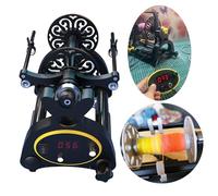 Ruota rotante elettrica con display digitale LCD, 12 V, 800 giri/min, rotazione avanti e indietro, include 3 piccole bobine per torcere e stratificare lana, cotone e altro