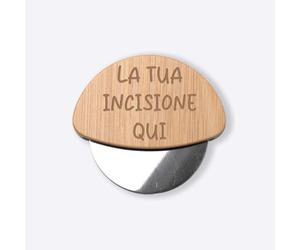 Ruota Rotella Tagliapizza in bamboo e Acciaio Inox Personalizzato con nome e dedica Idea regalo Natale Cena Casa Amici Parenti Sposi Divertente per Pizza Focaccia Cibo Amore Cucina