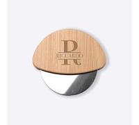 Ruota Rotella Tagliapizza in bamboo e Acciaio personalizzato con iniziale e nome Inox Idea regalo Natale Cena Casa Amici Parenti Sposi Divertente per Pizza Focaccia Cibo Amore Cucina