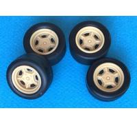 RUOTE 1/24 RONAL 15" 5 RAZZE GOMME SLICK POSTERIORI LARGHE Renaissance 24RON4