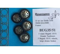 RUOTE 1/43 BUGATTI TYPE 35 (TAMBURI GRANDI GOMME STRETTE) Renaissance BUG3551