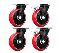 Ruote 4In 5In 6In 8In Heavy Duty Caster, Load Capacit 6614lbs Dual Locking Industrial Castor, Set of 4 Anti-wear PU Plate Wheels for Workbench/Trolley(2*Swivel+2*Brake,5in(125mm))