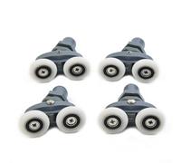 Ruote a rullo per porta della doccia, 4 ruote gemelle con cuscinetti in nylon e ottone, scorrevoli, scorrevoli, silenziose, 19-27 mm, diverse dimensioni per vetro doccia con quadrante curvo da 4-6 mm