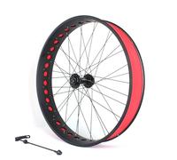 Ruote Anteriori E Posteriori For Bici Da Spiaggia,Freni A Disco,Set Di For Neve, 26 Pollici X 4,0/4,9'',Ruota Anteriore Posteriore In Lega Alluminio,QR 135 Mm/190 Mm, Mozzi 36 Fori(Black,Front)