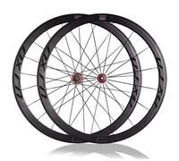Ruote Bici Da Strada 700C Freno V Sgancio Rapido Ruota Anteriore E Posteriore Profondità 40 Mm Cerchi In Lega Di Alluminio 16/21 Fori Mozzo Cuscinetto In Fibra Di Carbonio(Red hub)