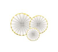 Ruote carta Decorazioni a Ventaglio bianco e oro da Appendere Casa, festoni, add