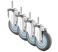 Ruote con stelo del freno da 75 mm M10/M12 Ruote girevoli in gomma girevoli per carichi pesanti, senza rumore, sostitutive per carrelli per mobili, confezione da 4