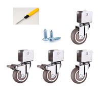 Ruote Confezione da 4 ruote girevoli a forma di U con freno - Ruote in gomma cromate for tutti i tipi pavimento Rotolamento silenzioso(2in 2 brake+2 no brake)