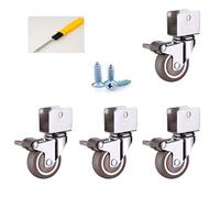 Ruote Confezione da 4 ruote girevoli a forma di U con freno - Ruote in gomma cromate for tutti i tipi pavimento Rotolamento silenzioso(2in 4 brake)