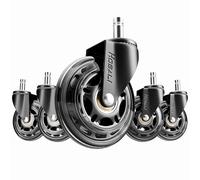 Ruote di ricambio per sedia da ufficio in gomma per sedia da scrivania, ruote resistenti da 10 cm, con rotelle lisce e sicure, per tutti i pavimenti, set di 5 pezzi