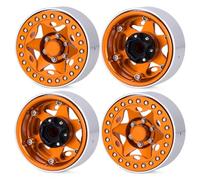Ruote e pneumatici per auto da drift RC, Cerchioni 1/10 RC Crawler Beadlock multicolore 4 pezzi for Axial SCX10 TRX4 TRX6 e altro(Orange)