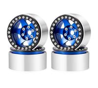 Ruote e pneumatici per auto da drift RC, Cerchioni in metallo Beadlock da 1,9 pollici for Axial SCX10 D90 RC Crawler 4 pezzi multicolore(Blue)