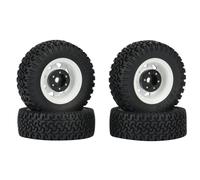 Ruote e pneumatici per auto da drift RC, Pneumatici for ruote RC 1.55 Beadlock in metallo for Axial MST 1/10 Crawler 4 pezzi multicolore(White)