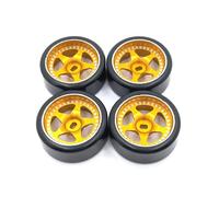 Ruote e pneumatici per auto da drift RC, Pneumatici for ruote RC 27mm Cerchio in metallo multicolore Wltoys K969 K979 K989 Kyosho Mini-Z 1/28 4 pezzi(Yellow)
