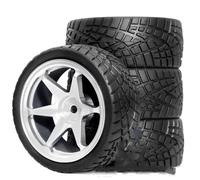 Ruote e Pneumatici rc per Tamiya per TT01 per TT02 XV01 TA06 A959 PTG2 per HPI per KYOSHO 1/10 RC Ricambi Auto Pneumatici Cerchioni Alluminio OD 2.56" 4 Pezzi(Silver)