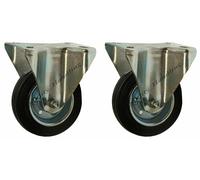 Ruote fisse in gomma nera da 100 mm 4" - rotella fissa resistente, 100 kg - s...