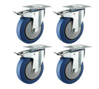 Ruote Flight case 125 mm - ruote elastiche in gomma frenate 170 kg ciascuna -...