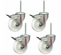 Ruote frenate con foro bullone in nylon resistente da 100 mm con raccordi a b...