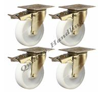Ruote frenate in nylon da 125 mm in acciaio inox, 150 kg ciascuna, senza marc...